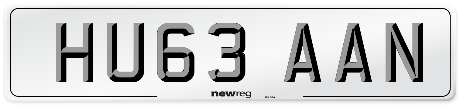HU63 AAN Number Plate from New Reg